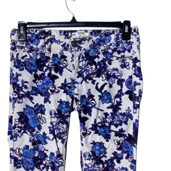 Free People Low Rise Corduroy Pants Size 26 Floral Trousers Whimsigoth Fairycore - Picture 3 of 9